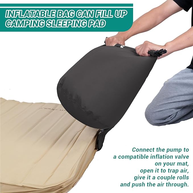 KingCamp Air Pump Sack Roll Top Compression Pump Bag Ultralight Pump Sack Multi-Use Waterproof Outdoor Dry Bag Storage Bag for Inflation Sleeping Pad Mattress &amp Camping Mat