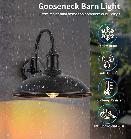 15in Dusk to Dawn Barn Lights Steel Galvanized and Powder-Coated for Outdoor Use in Farms Barns and Commercial Spaces
