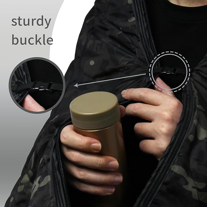 GRVCN Military Blanket - Camping Sleeping Bag with Zipper Poncho Liner Thermal Insulated Blanket Lightweight Portable Outdoor Hiking Survival Compression Carry Bag