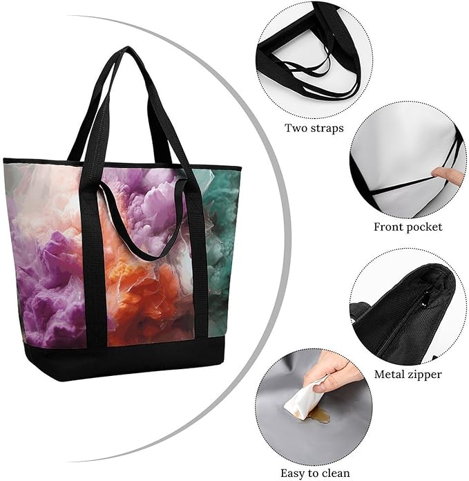 Insulated Shopping BagLarge Reusable Cooler Bags Colorful Printed Foldable Shopping BagTravel Waterproof Shoulder Bag