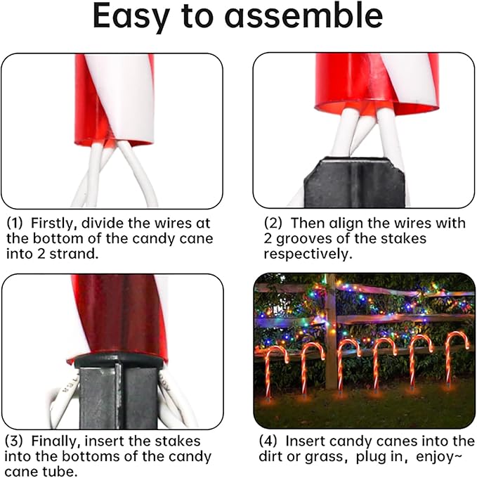 Christmas Candy Cane Lights - 16 inch Set of 12 Pcs Christmas Candy Cane Pathway Markers Lights Outdoor Walkway Lighting with Stakes for Yard Lawn Sidewalk Driveway 20 Feet