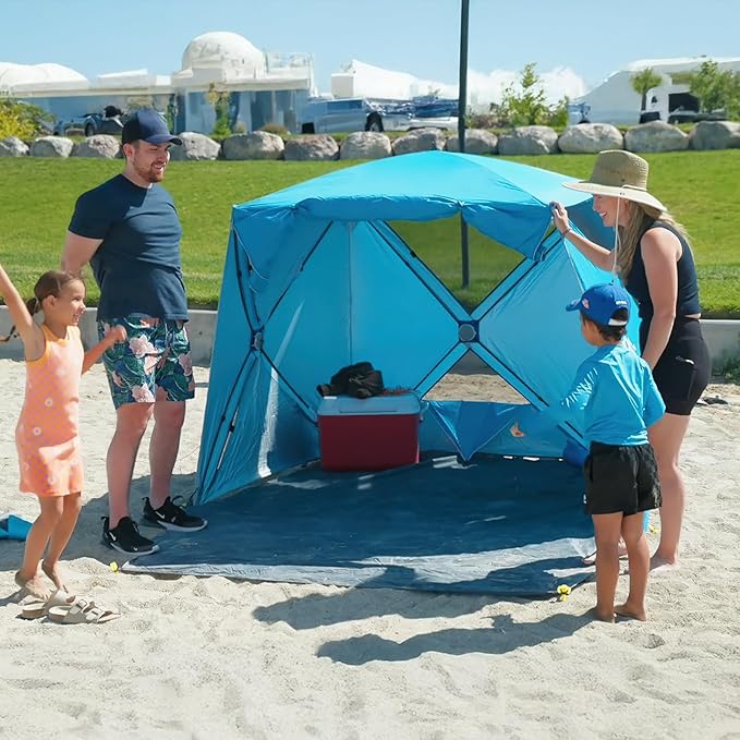 Night Cat Pop-up Beach Tent: 3 4 Persons Beach Shelter with Canopy and Footprint UPF 50+ UV Protection Backyard Camping Outdoor Canopy Poles Not Included