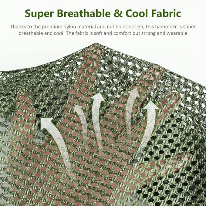 Outerman Camping Hammocks 290 * 150cm(Max 550lb)Breathable Soft Nylon Hammocks with Balance Beam Sturdy Metal Knot Tree Ropes and Travel Bag Perfect for Outdoor/Indoor Patio Backyard etc.