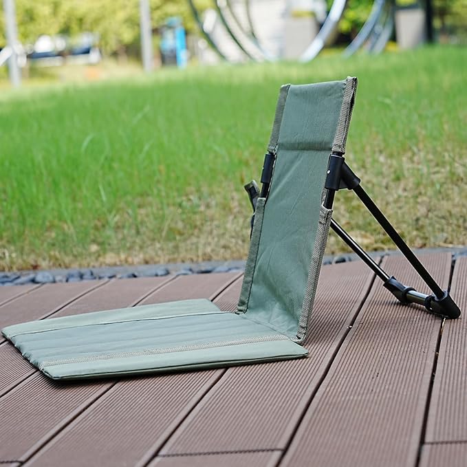 Extra large folding camping backrest with cup holderLightweight portable outdoor large chair for beach park lawn and travelAluminum frame comfortable &amp durable lazy backrest (Olive Green)