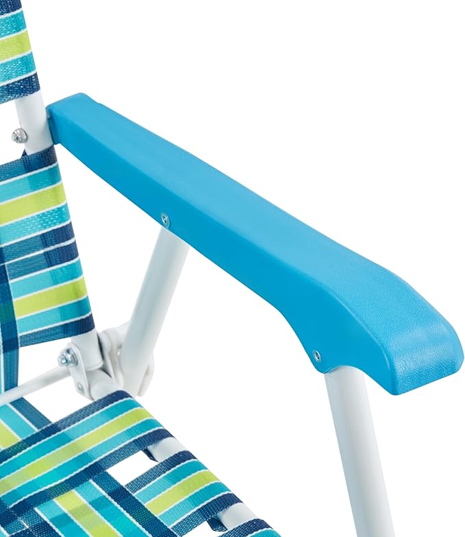 Yaheetech Set of 2 Outdoor Beach Camping Chair Folding Lawn Chair with Armrests for Adults Portable Robust Iron Frame Chairs for Patio Backyard Poolside Green