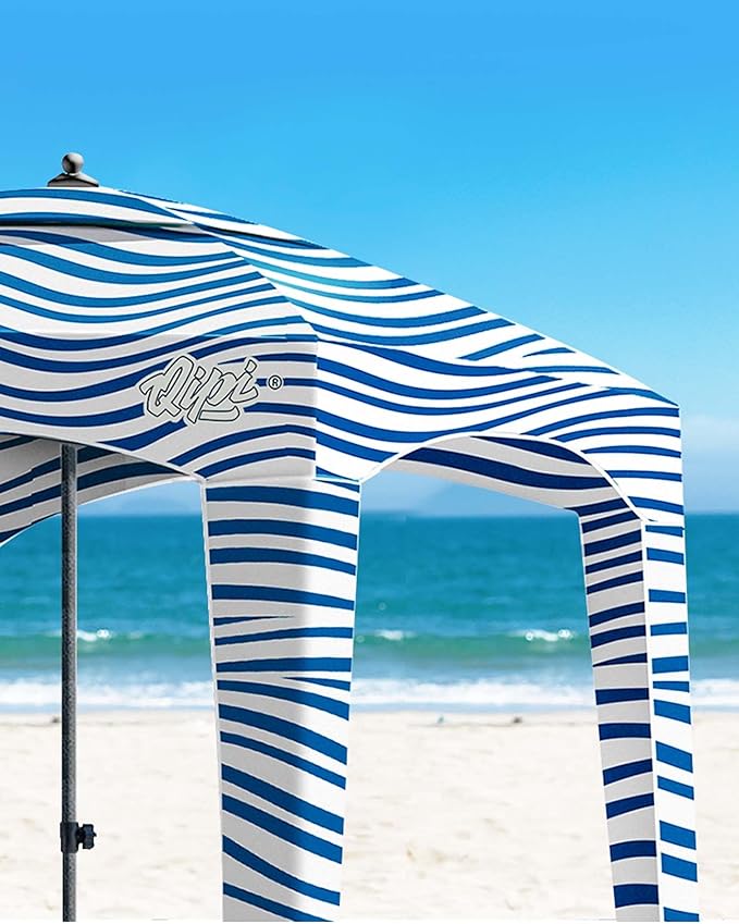Qipi Beach Cabana - Easy to Set Up Canopy Waterproof Portable 6' x 6' Beach Shelter Included Side Wall Shade with UPF 50+ UV Protection Ultimate Sun Umbrella - for Kids Family &amp Friends
