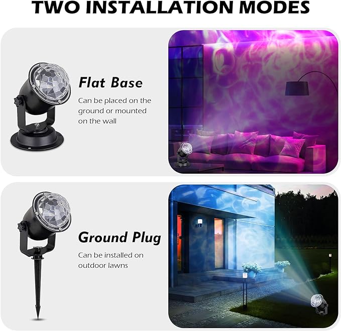 Hekation Christmas Halloween Outdoor Projector Lights 15 Colors Water Wave Ocean Effect Night Light Waterproof Yard Decorations With Remote and Timing