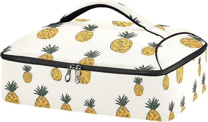 Casserole Carrier Pineapples PatternInsulated Casserole Carrier for Hot or Cold Food Thermal Lunch Tote for Potluck Parties Picnic Beach Fits 9 x 13 Inches Baking Dish