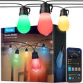 Govee Smart Outdoor String Lights H7029 24ft RGBIC Outdoor Lights with 8 Dimmable LED Bulbs IP65 Waterproof Color Changing Warm White Lights with 47 Scene Modes for Patio Backyard App Control