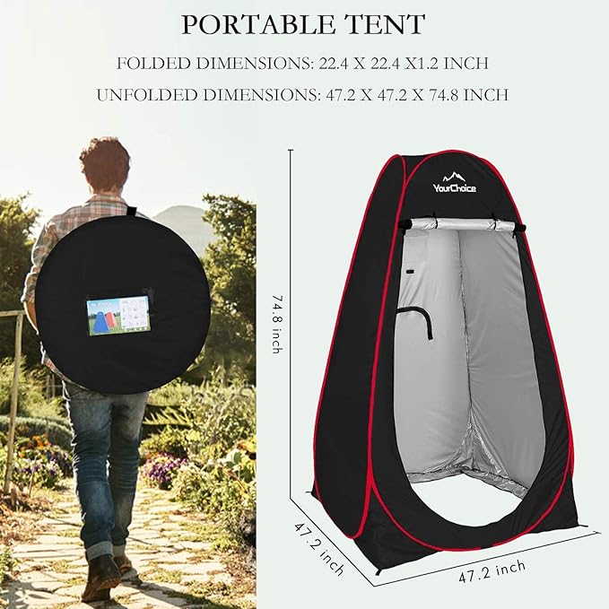 Your Choice Pop Up Privacy Shower Tent 3.9 x 3.9 x 6.2FT Portable Camping Changing Room Instant Setup Outdoor Shelter with Silver Coating Vent Window &amp Carry Bag for Beach Hiking &amp RV | Po