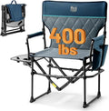 TIMBER RIDGE Aluminum Camping Directors Chair with Side Table Pocket Portable Folding Chair Heavy Duty Lawn Chair for Fishing Trip Picnic Concert Outdoor 400lbs Navy