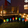 2 Pack Jumbo C9 Christmas Pathway Lights Outdoor Total 14FT 8-Light Multicolor Diamond Connectable Plug in for Walkway Fence Yard Garden