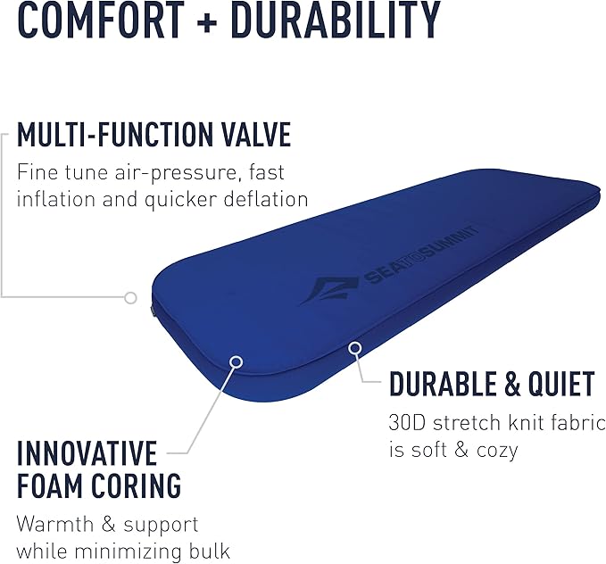Sea to Summit Comfort Deluxe Self-Inflating Foam Camping Mattress Regular (72 x 25 x 4 inches) - 2021