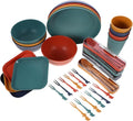 Wheat Straw Dinnerware Camping Utensil Outdoor Plates Straw Cutlery Kit for Camping Picnic Hiking Beach