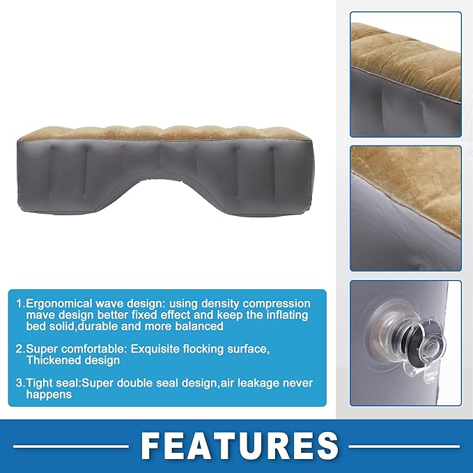 Car Mattress Sleeping Mat Comfortable Rear Seat Air Bed Gap Pad for Napping Travel