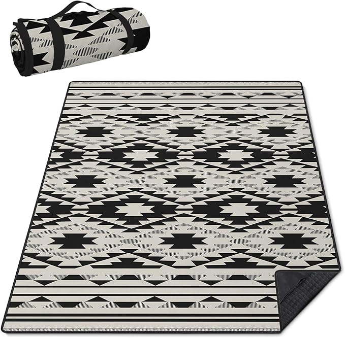 Boho Picnic Blankets Waterproof Foldable 80″X80″ Tribal Large Picnic Mat Outdoor Blanket for Grass Thick Beach Blanket Sandproof Picnic Accessories for Camping Party Park Patio Hiking