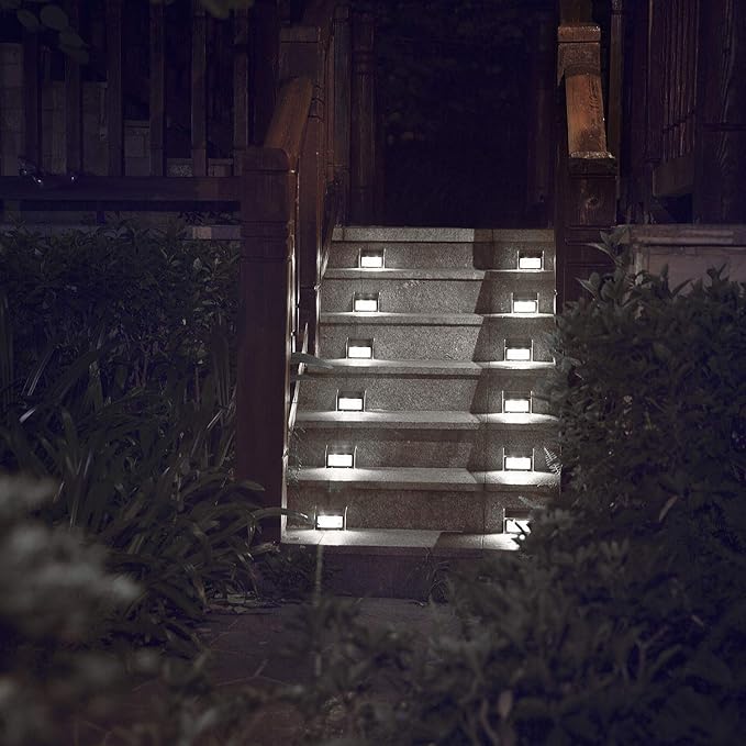 XLUX Solar Powered Lights for Deck Steps Stairs Fences Pathway Path LED lamp Outdoor Waterproof White Light 12 Pack