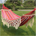 Canvas Hammock Swing with Spreader Bar Thickened Boho Style with Fringed Design Portable for Indoor/Outdoor Use 200x150cm 441lb Capacity Travel &amp Porch Relaxation
