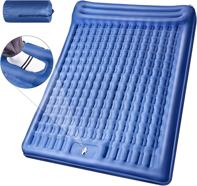 Camping Sleeping PadsExtra Thick 5 Inch Inflatable Sleeping Mat with Pillow Built-in PumpOversized Air Mattress Super Portable for Backpacking Hiking Tent Traveling