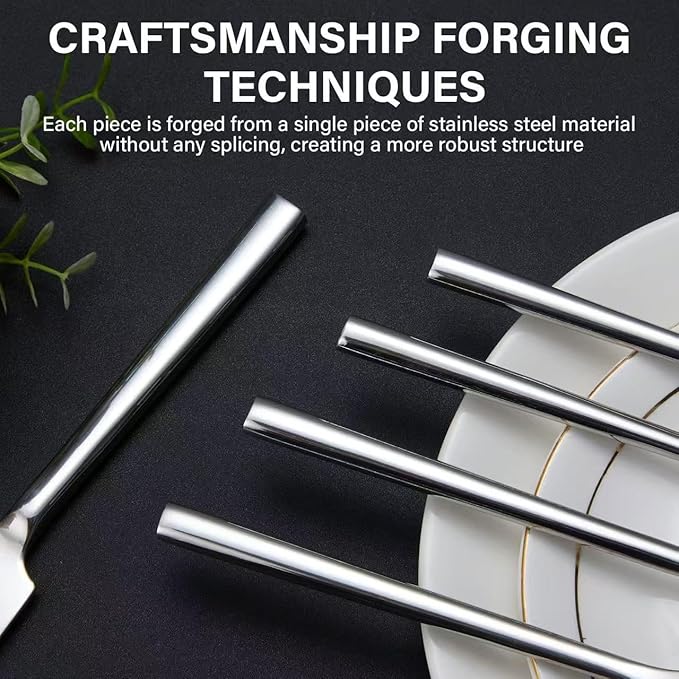 40-Piece Silverware Set for 8Minimalist Flatware Set 18/10 Stainless SteelFine Cutlery Set with Forks Knives SpoonsDurable and Elegant Design TablewareDishwasher Safe
