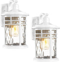 Darkaway Outdoor Wall Light Fixture2pcs 14.57inch Large Outside Porch Lights Wall Mounted Water Ripple Glass Exterior Waterproof Lantern Modern Wall Sconce Lighting for House Front Door
