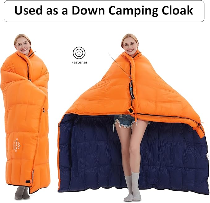 0 20 Degrees F Down Sleeping Bag for Adults4 Season Cold Weather Rectangle Wearable Down Sleeping Bag for Camping HikingCan be Used as Blanket Quilt or Cloakwith Mesh Sack Buckle Strap