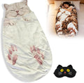 Cat Sleeping Bag for Human Fluffy Cat Sleeping Bag for Adults 3D Full Wrap Warm and Comfortable Machine Washable Adorable Cats Envelope Sleeping Bed for Indoor Travel Camping Beach