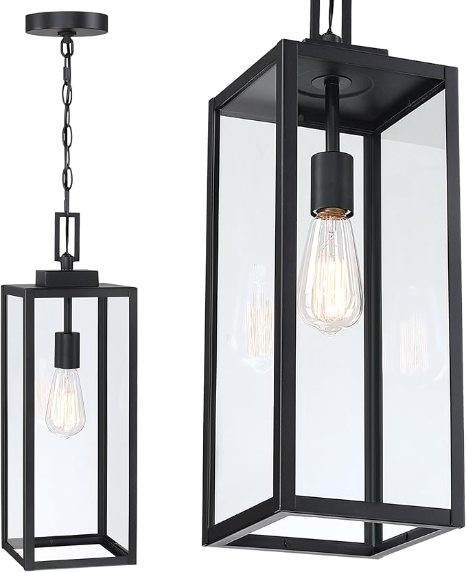 21.5 in Large Size Front Porch Pendant Light Fixture - Outdoor Hanging Light for Patio Entrance Porch Hanging Lantern Exterior Pendant Front Door E26 Base