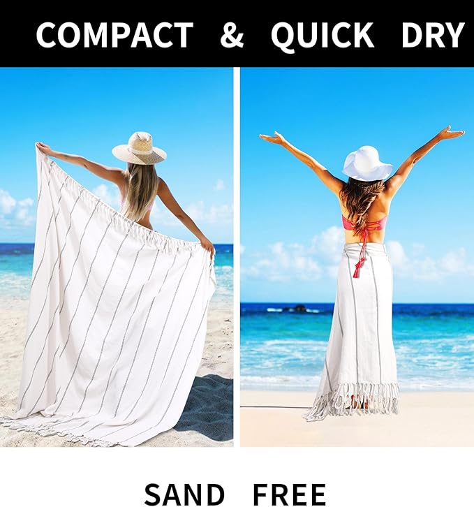 Turkish Beach Towel Pool Throw Blanket Sandproof Fast Dry Thin Extra Large Lightweight Breathable Home Decoration Women Birthday Gifts Ideal for Mom Grandma Wife Sister Girlfriend Her Boss Coworker