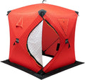 Portable 2 Person Ice Fishing Tent Insulated Winter Ice Fishing Shanty with Nails &amp Windproof Ropes Portable Square Angler Shelter Tent for Backyards Parks Picnics