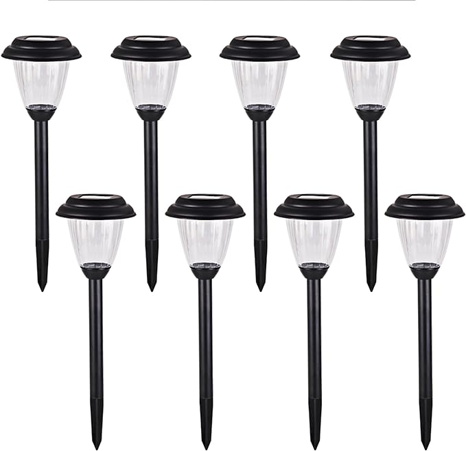 Solar Outdoor Pathway Lights Matt Black Stainless Steel Painted LED Lights for Garden Landscape Path Yard Driveway (black-8pack)