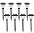 Solar Outdoor Pathway Lights Matt Black Stainless Steel Painted LED Lights for Garden Landscape Path Yard Driveway (black-8pack)