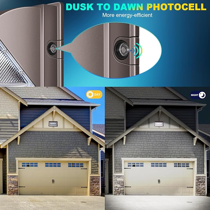 ledmo LED Wall Pack Light with Photocell 120W Dusk to Dawn Outdoor Commercial Security Lighting 5000K IP65 Waterproof 15840LM 6 Pack