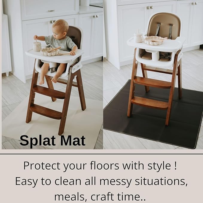 Uniklook Vegan Leather Reversible Multipurpose Paly mat Kids Infant Picnic Blanket - Waterproof Baby Splat mat for High Chair Sand Proof Beach Blanket Indoor Outdoor (Cream Black)