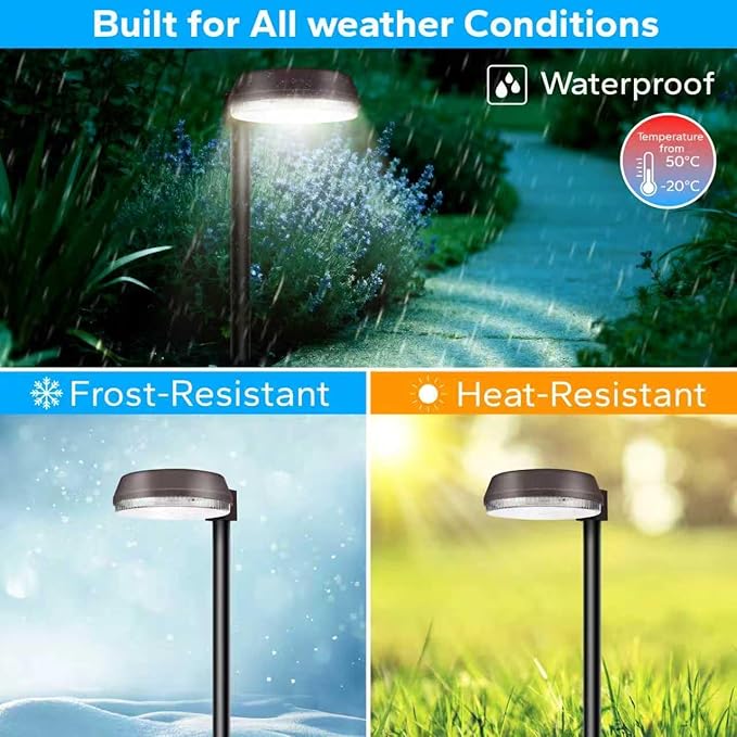 Tall Solar Path Lights Accurate Dark/Light Sensor Pathway Lights Solar PoweredQuick Charge Solar Walkway Lights Outdoor for Landscape Lighting