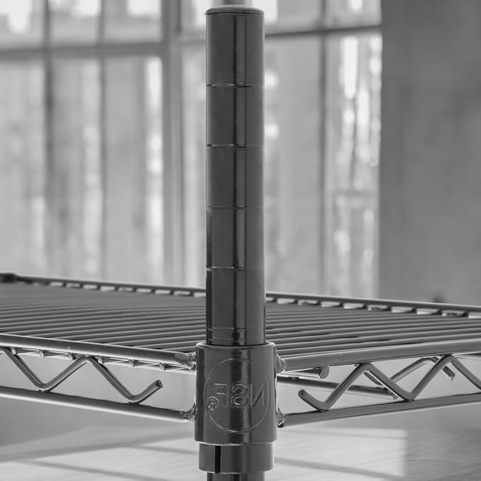Set of 4 Posts | Heavy Duty | Utility Shelving Units - Commercial Wire Shelf Shelving Posts Adjustable shelvingNSF Chrome Post - Durable Corrosion-Resistant Easy Assembly Adjustable (Black 64H)