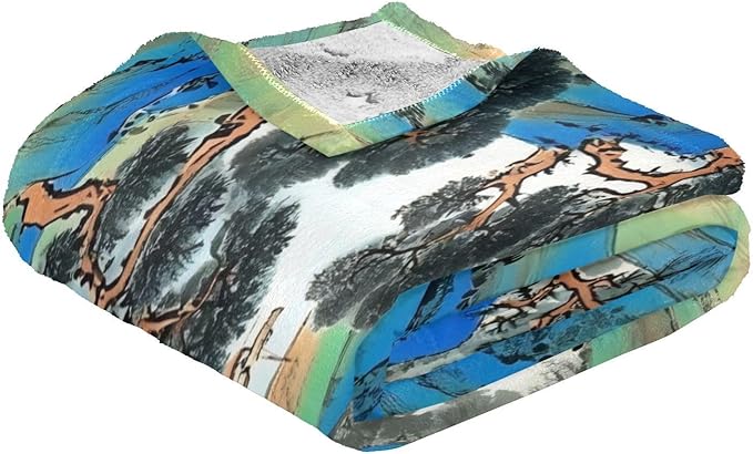 Soft Throws Chinese Ink Painting Mountain Blankets &amp Throws 50'' x 70''