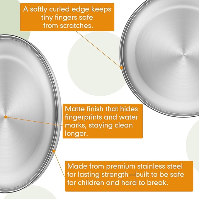 Jinei 50 Pcs Stainless Steel Dishes Set 10 Stainless Steel Plates 10 Bowls 10 Cups 10 Spoons 10 Forks Dishwasher Safe Durable Dinnerware Set for Home Travel Camping (Casual)