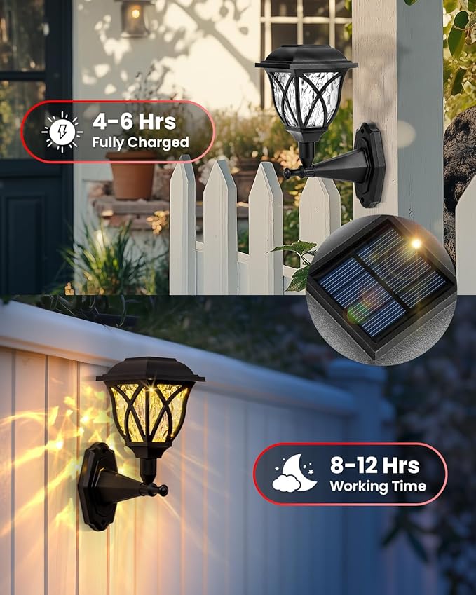 Solar Wall Lantern Outdoor Playhouse Light Waterproof Decorative Solar Powered for Playground Storage Shed Dog House Garden Wall Fence Patio Backyard (2 Pack)