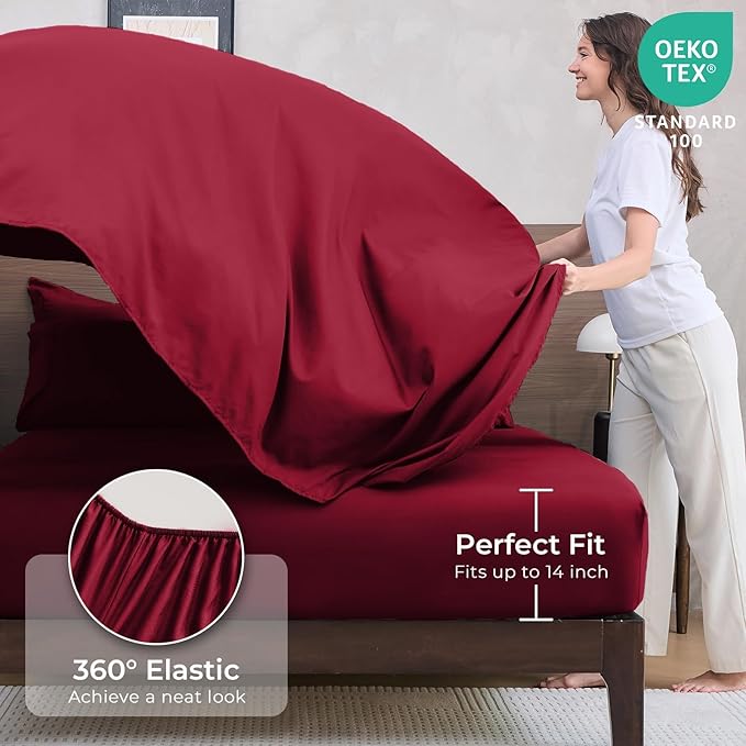 HEVUMYI Red Twin-XL Comforter Set - 5-Piece All Season Bed in a Bag Twin-XL Ultra Soft Bedding Set with Comforter Flat Sheet Fitted Sheet Pillowcases Pillow Shams