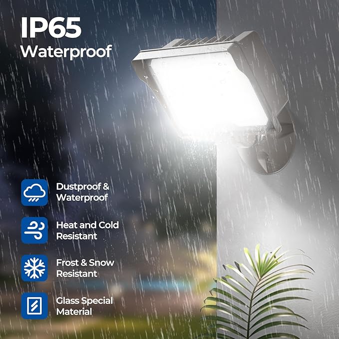 CINOTON 55W LED Flood Light 3CCT (3000K/4000K/5000K) 7700LM Dusk-to-Dawn Photocell Outdoor Security Lighting 120V IP65 Aluminum Wall Pack for Porch/Barn 180° Knuckle Mount 2 Modes ETL 1 Pack