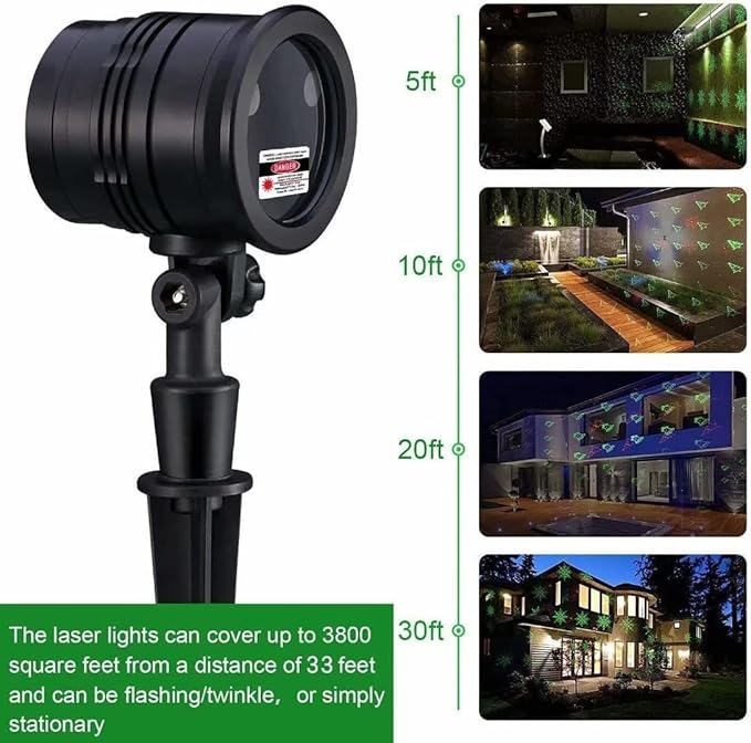 Christmas Projector Lights Outdoor Led Christmas Laser Lights Landscape Spotlight Red and Green Star Show with Rf Wireless Remote Christmas Decorative for Outdoor Garden Patio Xmas Holiday Party