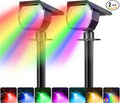 Peasur 2 Pack Solar Spot Lights Outdoor Color Changing 7 Modes Halloween RGB Solar Powered Waterproof Spotlight Landscape Lighting for Outside Yard Garden Pathway