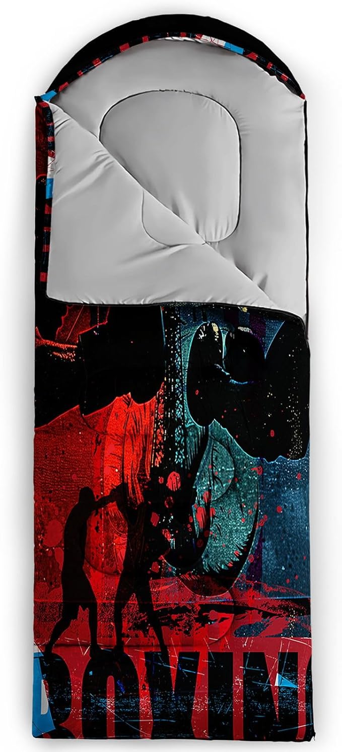 Kids Sleeping Bag for Boys GirlsCartoon Dinosaur Print-Lightweight Warm Portable Outdoor Indoor-Waterproof Cold Weather Resistant Sleeping Bag for Camping Hiking
