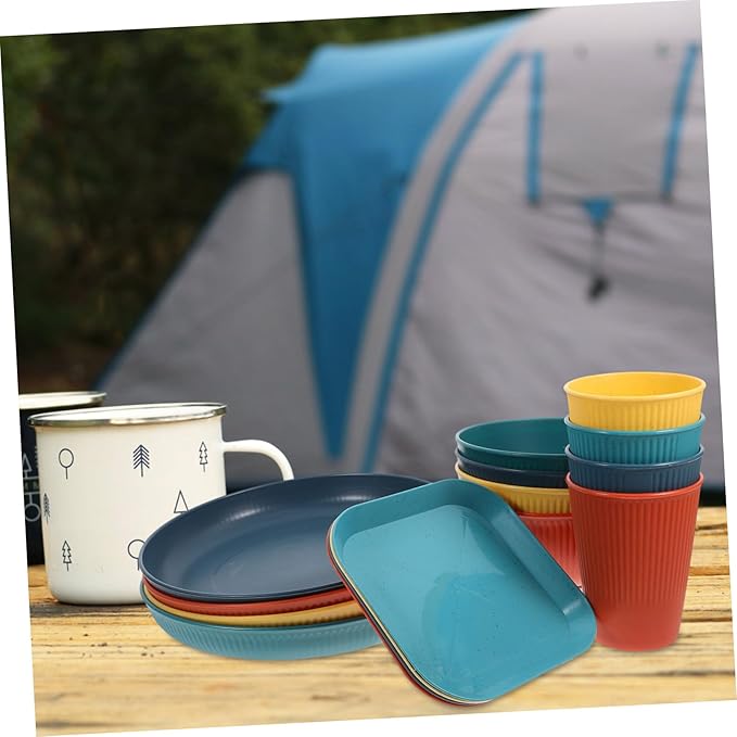 GLEAVI Unbreakable Outdoor Dinnerware Set Camping Dishes Bowls Cups Stylish Lightweight Tableware for Bbqs Parties Gatherings
