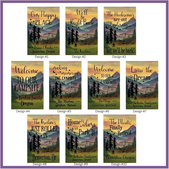 Campsite Decoration Camper Garden Flag Personalized Camper Sign Gift for camper Custom outdoor camping decor unique yard decor for RV travel trailer Motorhome tent van life