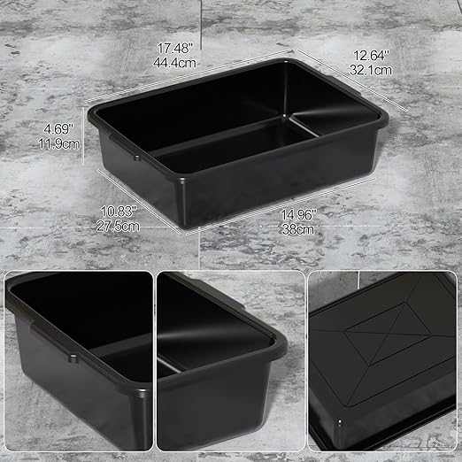 8 Liters Small Commercial Plastic Bus Tubs Black Plastic Bus Boxes for Restaurant 5 Packs