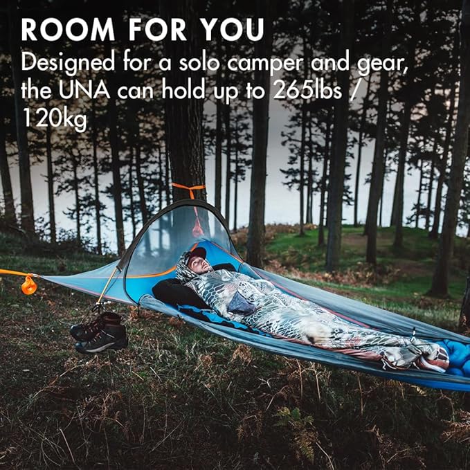 Tentsile UNA V3 Solo Tree Tent Hammock 1-Person Capacity Anti-Roll System Ratchet and Straps Included Portable Tree House Shelter Designed in The UK