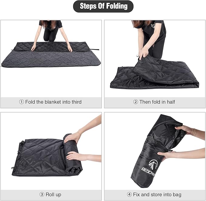 REDCAMP Waterproof Stadium Blanket with Sherpa Lining Cold Weather Car Blanket Windproof for Outdoor Camping Machine Washable (50x 59)
