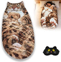 Cat Sleeping Bag for Human Fluffy Cat Sleeping Bag for Adults 3D Full Wrap Warm and Comfortable Machine Washable Adorable Cats Envelope Sleeping Bed for Indoor Travel Camping Beach